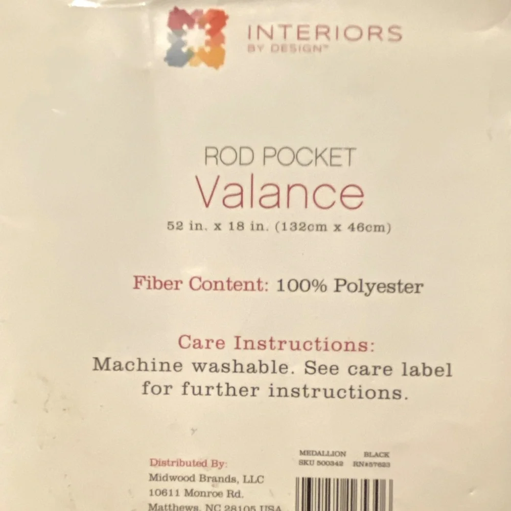 Interiors by design brand Rod Pocket Valance. NWT’S. - Picture 3 of 3